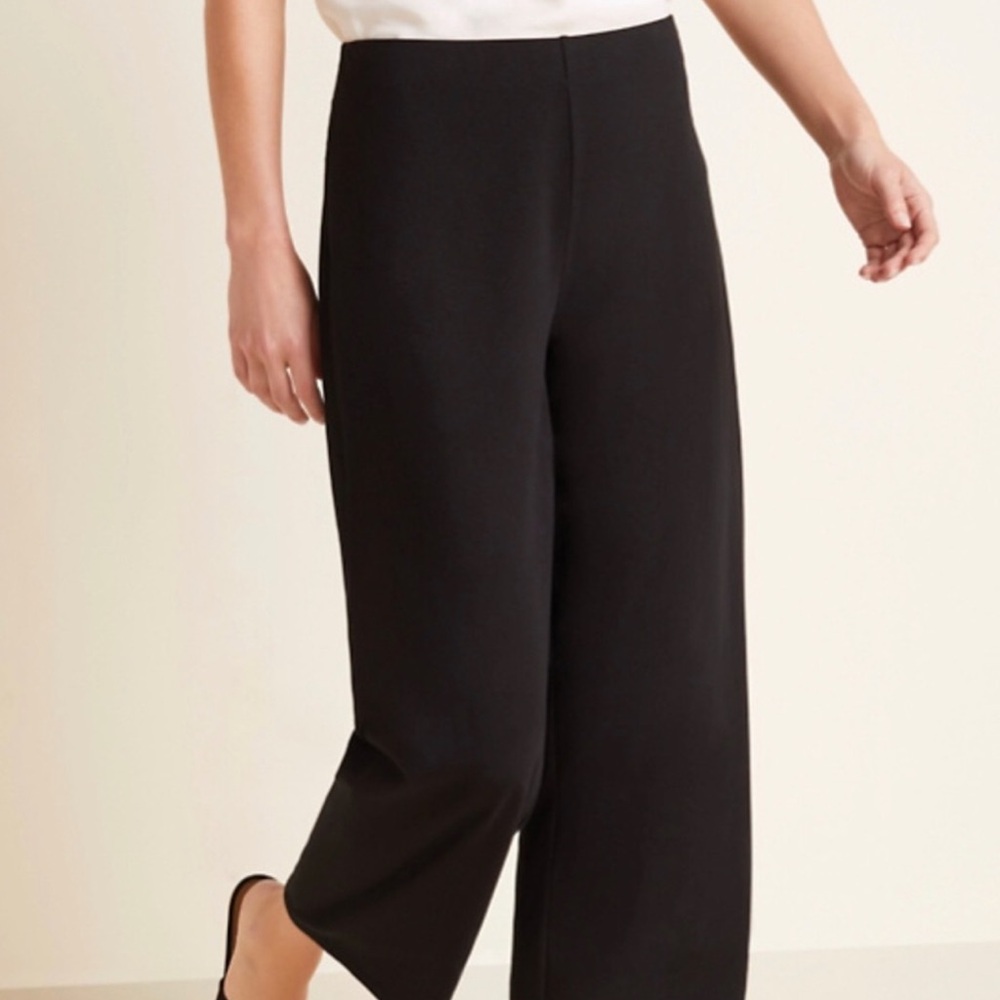 Eileen Fisher Washable Stretch Crepe Straight Cropped Pant Small